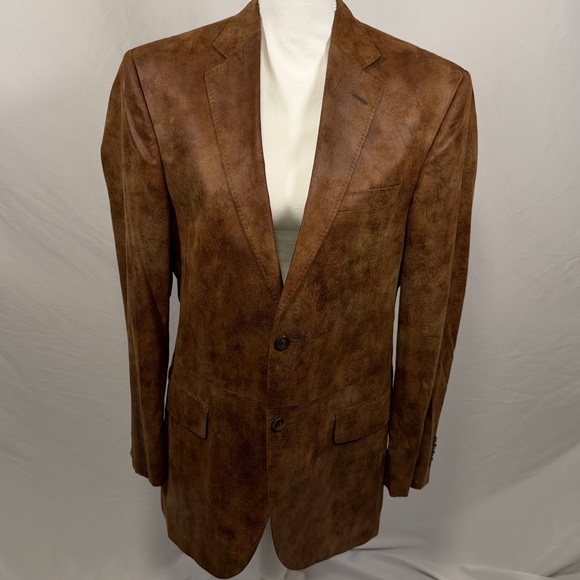 Men's CREMIEUX Brown Micro Suede Two-Button Blazer Size 40R - Picture 8 of 8